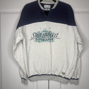 Vintage Gear For Sports‎ Sweatshirt Mens XL White Steamboat Colorado Ski Snap